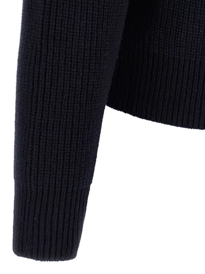 Dsquared2 Blue Cardigan With Denim Panels And Striped Details On The Sleeve In Wool And Cashmere Man In Blue