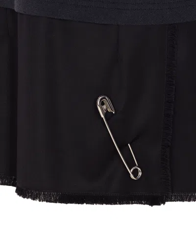 Balenciaga Black Layered Dress With Polo Shirt Style Collar And Safety Pin Detail In Cotton Woman