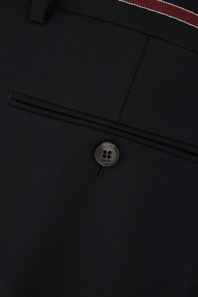 Gucci Men Blue Wool Selvedge Detail Trousers In Black