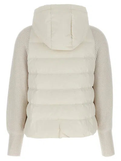 Brunello Cucinelli Two-material Puffer Jacket Casual Jackets And Parka White