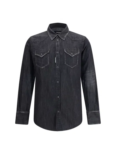 Dsquared2 Dsquared Black Denim Western Shirt In Black