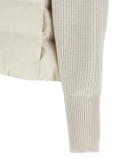 Brunello Cucinelli Two-material Puffer Jacket Casual Jackets And Parka White
