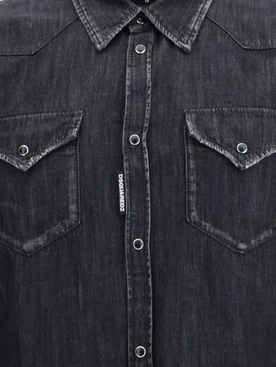 Dsquared2 Dsquared Black Denim Western Shirt In Black