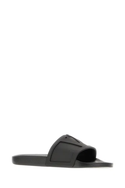 Valentino Garavani Man Sandals Black Size 7 Textile Fibers In Black