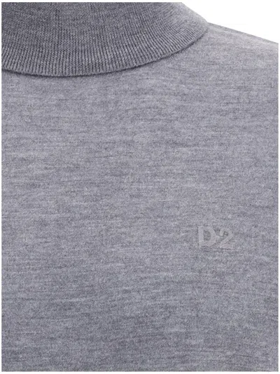 Dsquared2 Men Virgin Wool Turtleneck Sweater In Gray