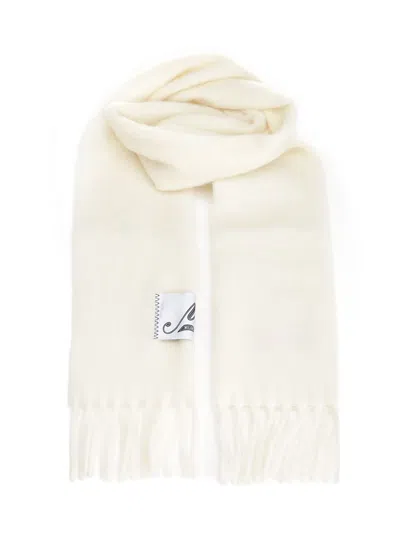 Marni Cream Alpaca Scarf With Fringes