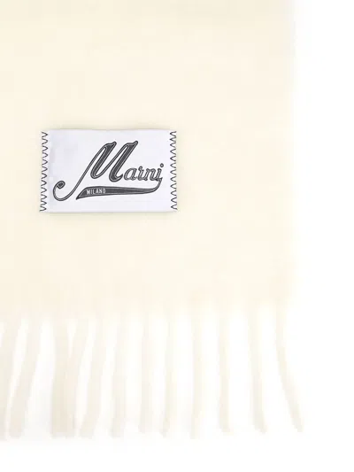 Marni Cream Alpaca Scarf With Fringes