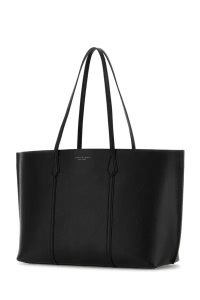 Tory Burch Large Perry Leather Tote Bag In Black
