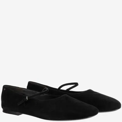 Tory Burch Suede Leather Mary Jane Ballerinas In Black