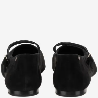 Tory Burch Suede Leather Mary Jane Ballerinas In Black