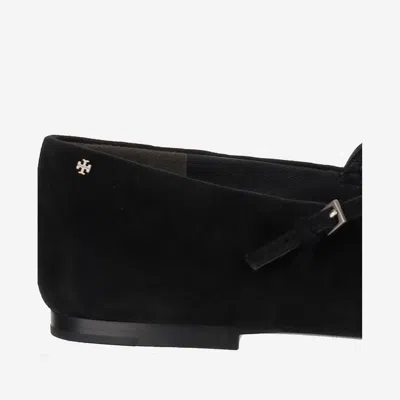 Tory Burch Suede Leather Mary Jane Ballerinas In Black