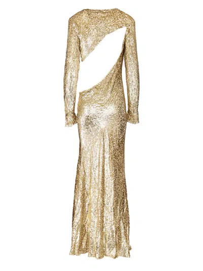 Self-portrait Long Dress In Gold Thread Dresses Gold