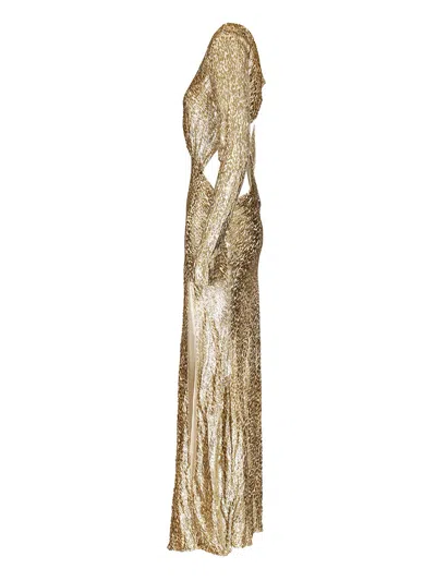 Self-portrait Long Dress In Gold Thread Dresses Gold