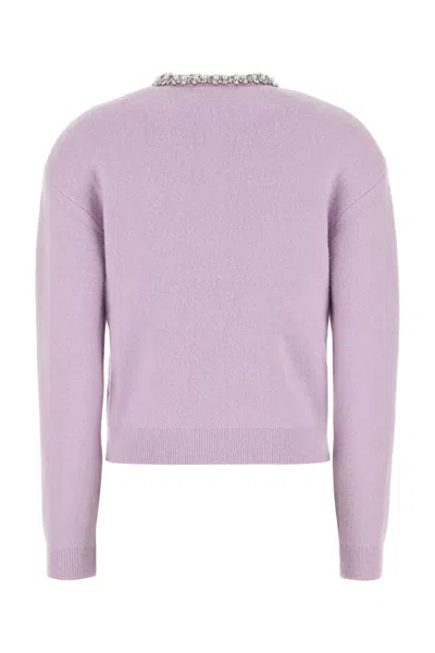 Self-portrait Lilac Crystal Trim Knit Cardigan