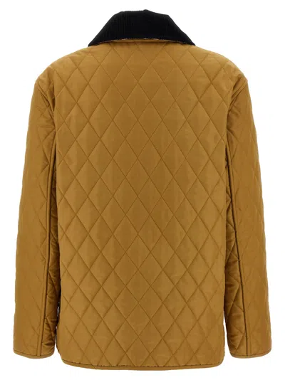 Burberry Corduroy-collar Diamond-quilted Jacket In Orange