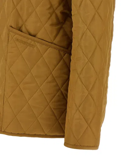 Burberry Corduroy-collar Diamond-quilted Jacket In Orange