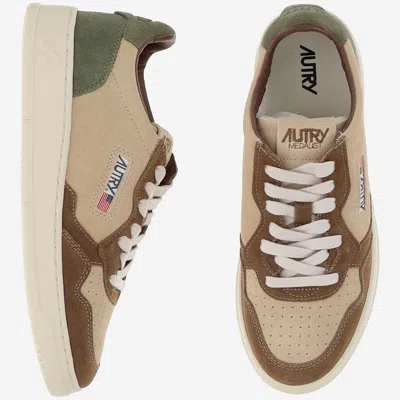 Autry Medalist Suede-panelled Lace-up Sneakers In Neutral
