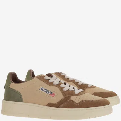 Autry Medalist Suede-panelled Lace-up Sneakers In Neutral