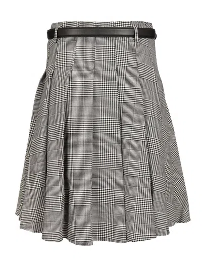 Self-portrait Prince Of Wales Pleated Midi Skirt In Gray
