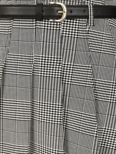 Self-portrait Prince Of Wales Pleated Midi Skirt In Gray