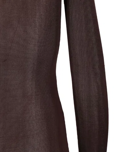 Self-portrait Long Viscose Knit Dress In Brown