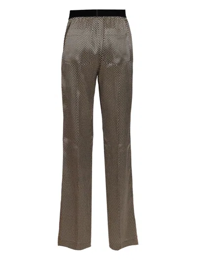 Tom Ford Printed Polka Dot Stretch Satin Pj Pants Trousers Multicolor In Gray