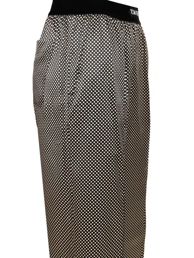 Tom Ford Printed Polka Dot Stretch Satin Pj Pants Trousers Multicolor In Gray