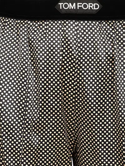 Tom Ford Printed Polka Dot Stretch Satin Pj Pants Trousers Multicolor In Gray