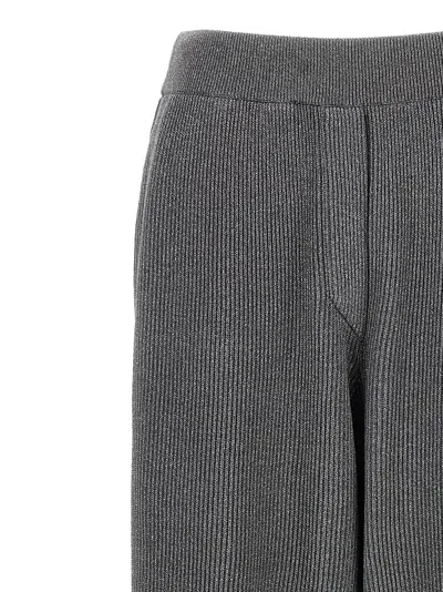 Brunello Cucinelli Ribbed Texture Elastic Waistband Shimmering Finish Trousers In Blue