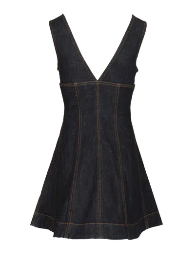 Self-portrait Navy Blue Dress With Bustier Neckline And Zip Detail