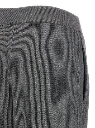 Brunello Cucinelli Ribbed Texture Elastic Waistband Shimmering Finish Trousers In Blue