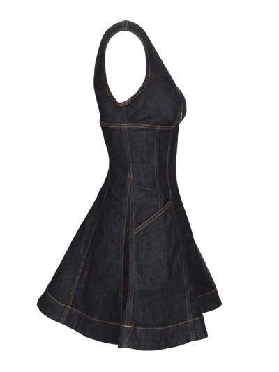 Self-portrait Navy Blue Dress With Bustier Neckline And Zip Detail
