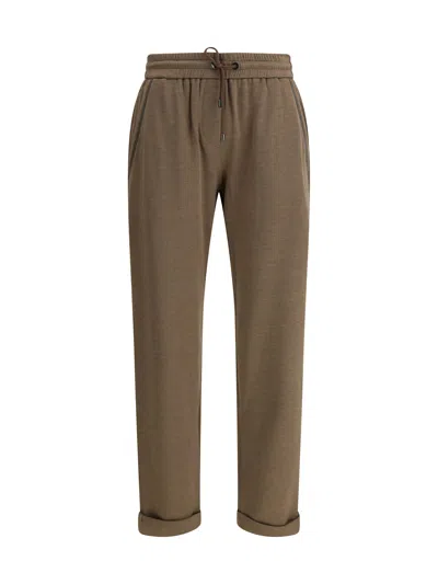 Brunello Cucinelli Pants With Embellishments In Brown