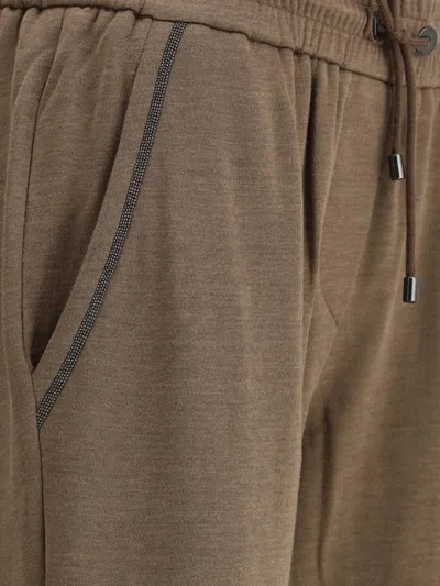 Brunello Cucinelli Pants With Embellishments In Brown