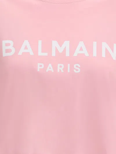 Balmain Women Logo Organic Cotton Cropped T-shirt