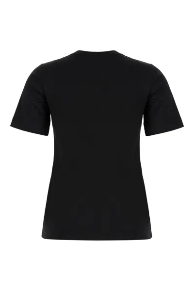 Burberry Black Crewneck T-shirt With Logo Embroidery On The Front In Cotton Woman