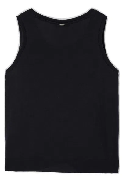 Herno Glam Knit Effect Satin Tank Top In Black