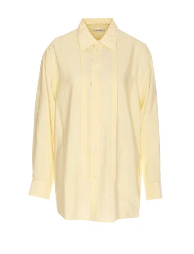 Lemaire 36 Collared Neck Long Shirt With Laces In Nude