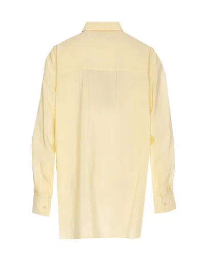 Lemaire 36 Collared Neck Long Shirt With Laces In Nude