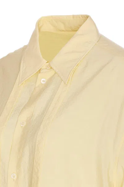 Lemaire 36 Collared Neck Long Shirt With Laces In Nude