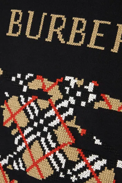 Burberry Men Black Sweatshirt With Ekd Embroidery On The Front And Logo Print On The Rear In Cotton
