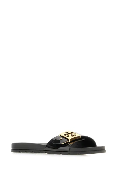 Tory Burch Logo-detailing Slides In Black