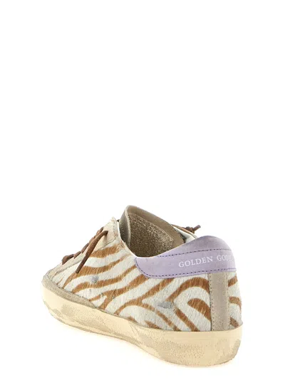 Golden Goose Super-star Zebra Horsy Upper Suede Toe And Heel Laminated Star Sneakers Multicolor In Neutral