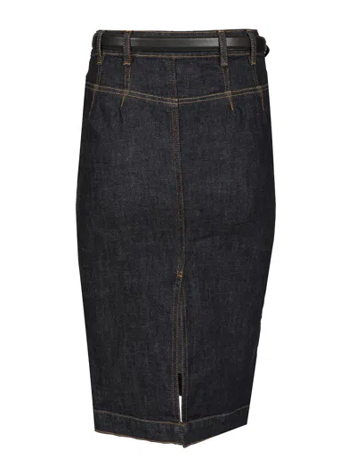 Self-portrait Indigo Denim Midi Skirt In Black