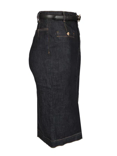 Self-portrait Indigo Denim Midi Skirt In Black