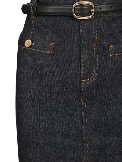 Self-portrait Indigo Denim Midi Skirt In Black