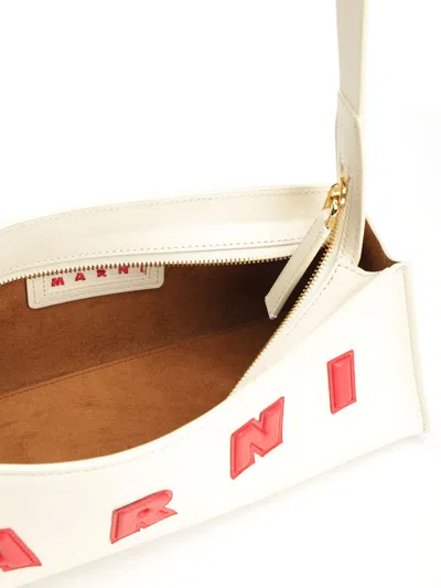 Marni Borsa A Spalla Museo Baguette In Pelle Crema