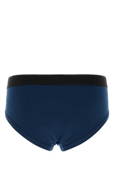 Tom Ford Stretch Cotton Slip With Elastic Waistband In Blue