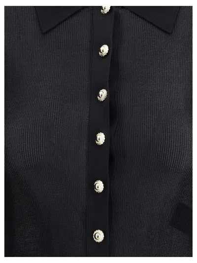 Self-portrait Viscose Knit Bodysuit In Black