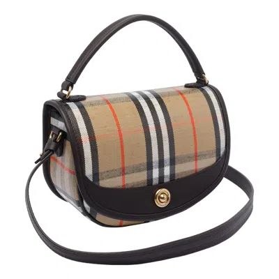 Burberry Check Motif Crossbody Handbag With Removable Strap In Nude